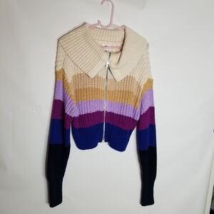 Aerie Multicolor Striped Cardigan Sweater